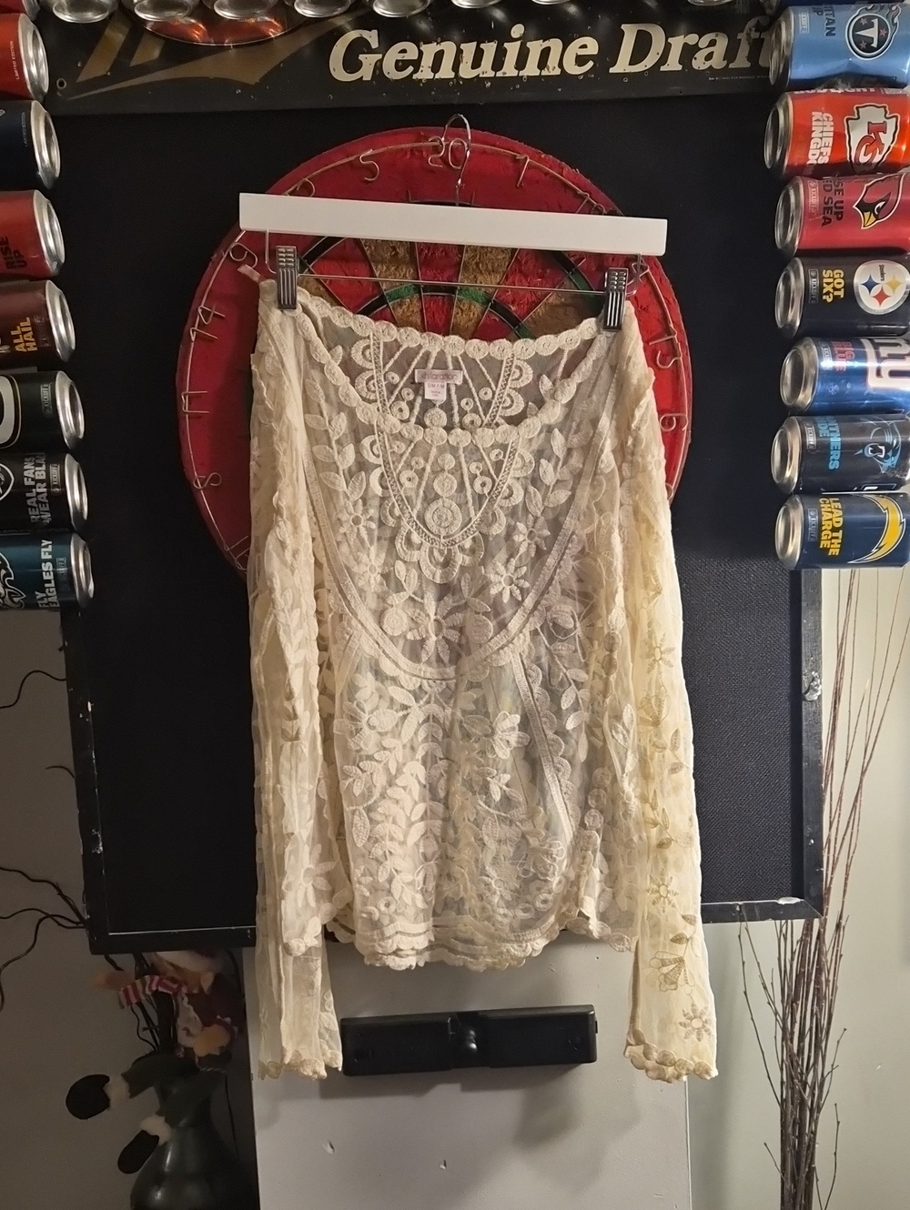 Xhilaration Cream Lace Embroidered Boho Blouse
